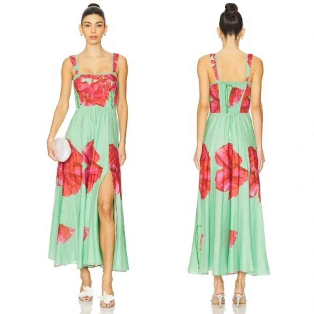 Charo Ruiz Ibiza Crissy Long Dress in Green Blossom XS - Picture 13 of 13